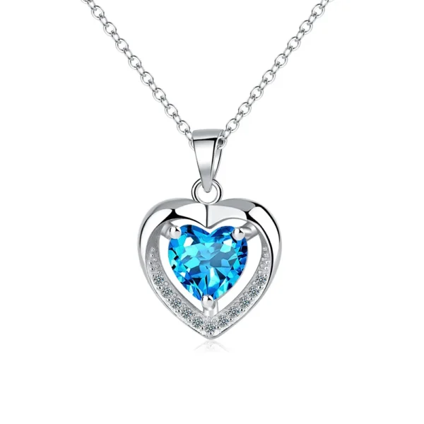 Blue Zircon Heart Choker