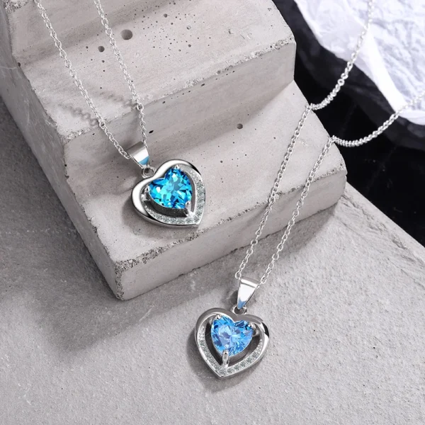 Blue Zircon Heart Choker - Image 4